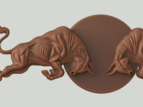Bull Logo 3D Bas-Relief 3D Print Model