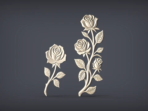 Rose Relief 3D STL Model Pack 3D Print Model
