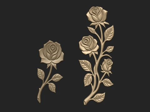 Rose Relief 3D STL Model Pack 3D Print Model