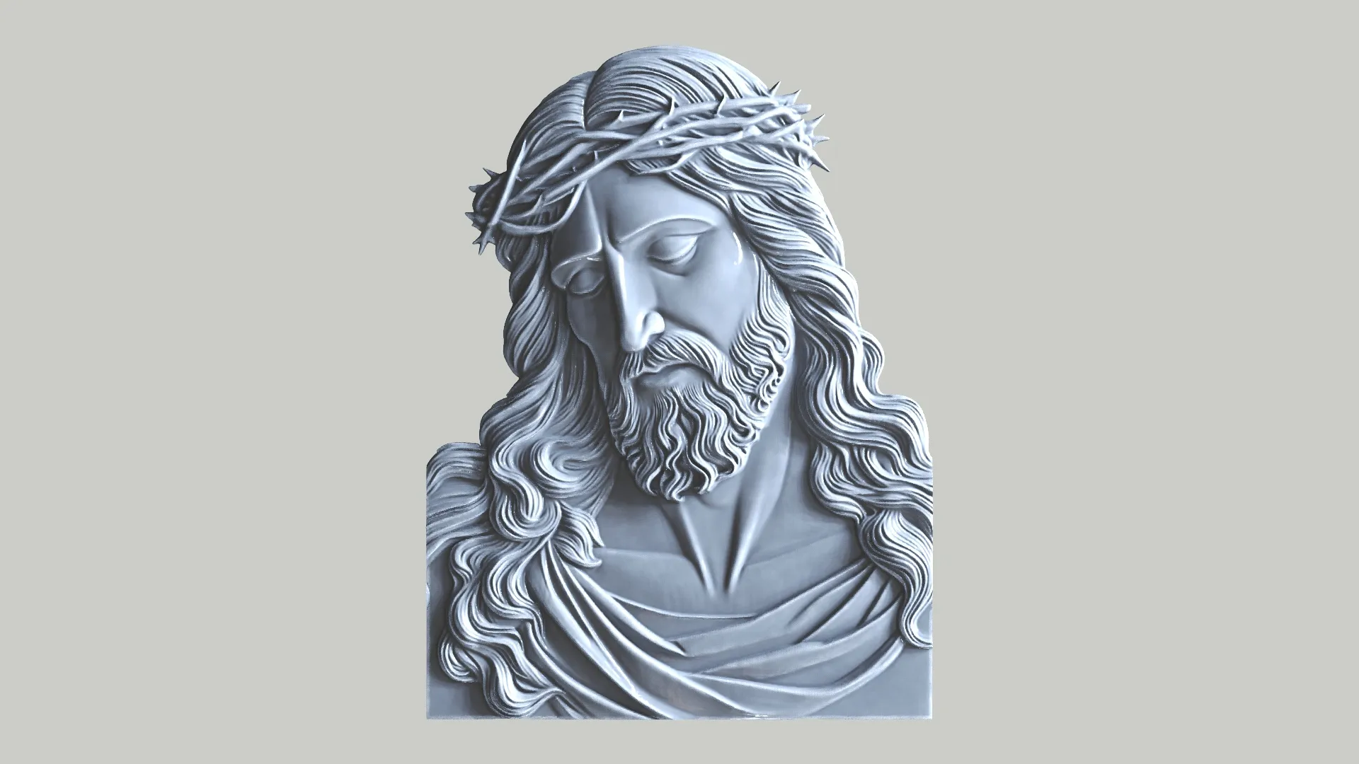 Jesus Christ Bas Relief Sculpture 3D Print Model .c4d .max .obj .3ds .fbx .stl .blend 