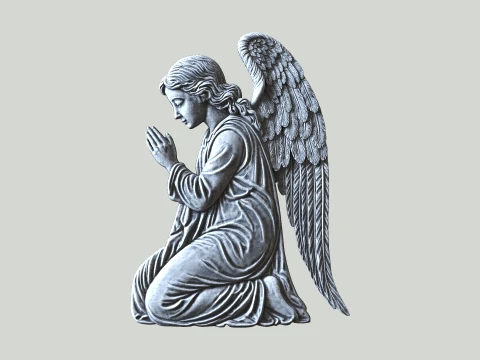 Praying Angel bas relief sculpture 3D Print Model