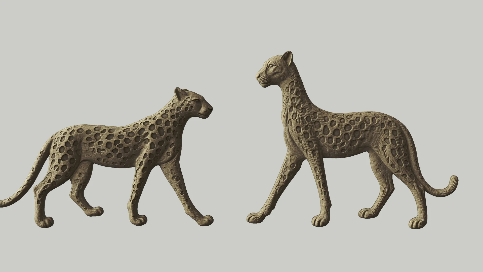 2 Pack Panther Leopard Bas Relief Wall Decor - CNC Router 3D Print STL File 3D Print Model .c4d .max .obj .3ds .fbx .stl .blend 