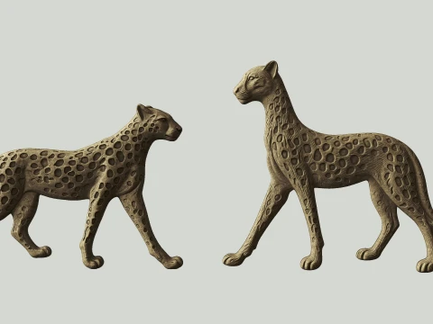 2 Pack Panther Leopard Bas Relief Wall Decor - CNC Router 3D Print STL File Modèles 3D en vedette