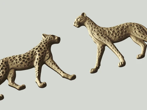 2 Pack Panther Leopard Bas Relief Wall Decor - CNC Router 3D Print STL File 3D Print Model
