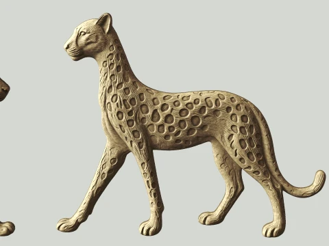 2 Pack Panther Leopard Bas Relief Wall Decor - CNC Router 3D Print STL File 3D Print Model