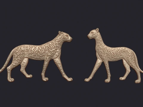 2 Pack Panther Leopard Bas Relief Wall Decor - CNC Router 3D Print STL File 3D Print Model