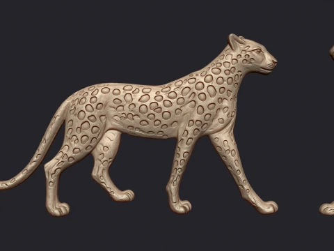 2 Pack Panther Leopard Bas Relief Wall Decor - CNC Router 3D Print STL File 3D Print Model