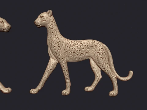 2 Pack Panther Leopard Bas Relief Wall Decor - CNC Router 3D Print STL File 3D Print Model