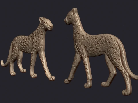 2 Pack Panther Leopard Bas Relief Wall Decor - CNC Router 3D Print STL File 3D Print Model
