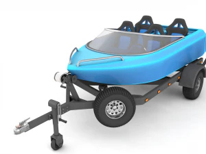 Mini Jet Boat And Trailer 3D Model