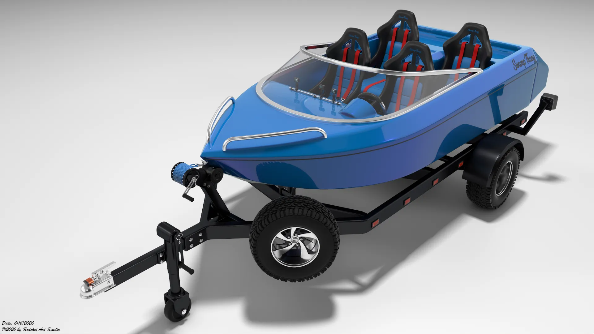 High-Performance Jet Boat and Trailer Kit 3D Model .c4d .max .obj .3ds .fbx .stl .blend 