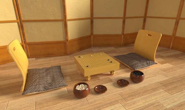 go game set in asian interior 3D मॉडल .c4d .max .obj .3ds .fbx .stl .blend 