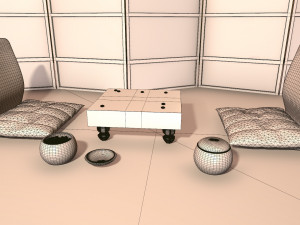 go game set in asian interior 3D मॉडल