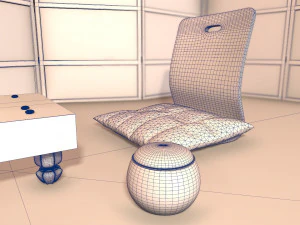 go game set in asian interior 3D Model