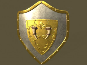 shield with strapped fangs and ornaments Modelo 3D