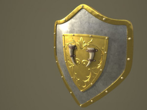 shield with strapped fangs and ornaments Modelo 3D