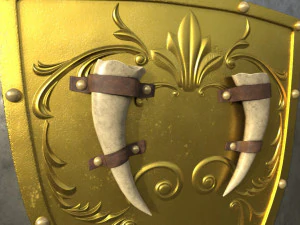 shield with strapped fangs and ornaments 3D Model