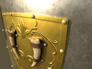 shield with strapped fangs and ornaments Modelo 3D