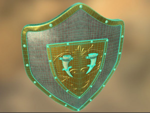 shield with strapped fangs and ornaments Modelo 3D