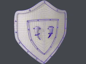shield with strapped fangs and ornaments Modelo 3D
