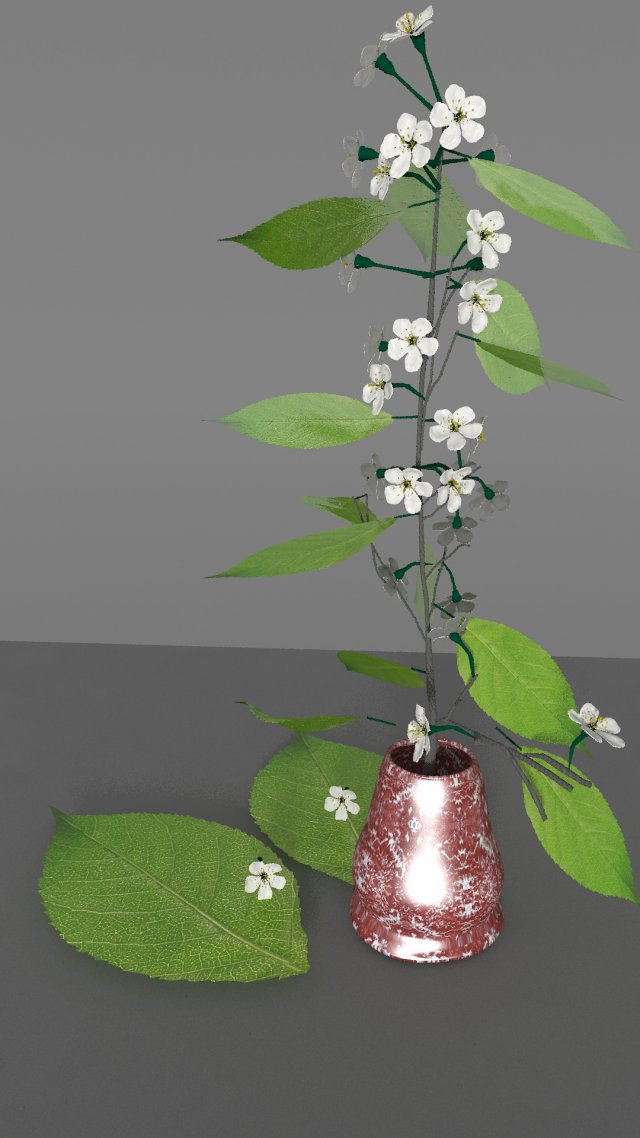 cherry branch flowers Modèle 3D .c4d .max .obj .3ds .fbx .stl .blend 