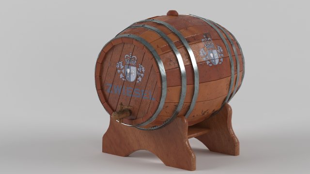 old wine barrel model Modelo 3D .c4d .max .obj .3ds .fbx .stl .blend 