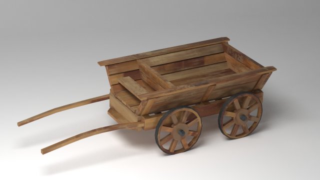 old wooden cart pbr Model 3D .c4d .max .obj .3ds .fbx .stl .blend 