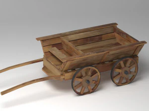 старий дерев'яний віз пбр 3D Модель