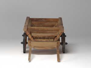 old wooden cart pbr Model 3D