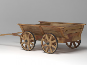 old wooden cart pbr Model 3D