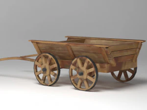 старий дерев'яний віз пбр 3D Модель
