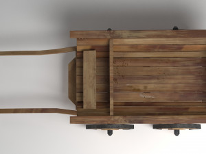 old wooden cart pbr Model 3D