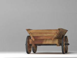 old wooden cart pbr Model 3D