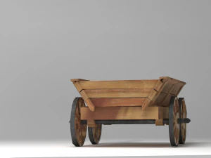 старий дерев'яний віз пбр 3D Модель