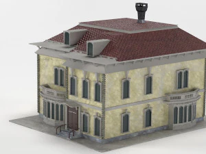 старий вікторіанський будинок пбр 3D Модель