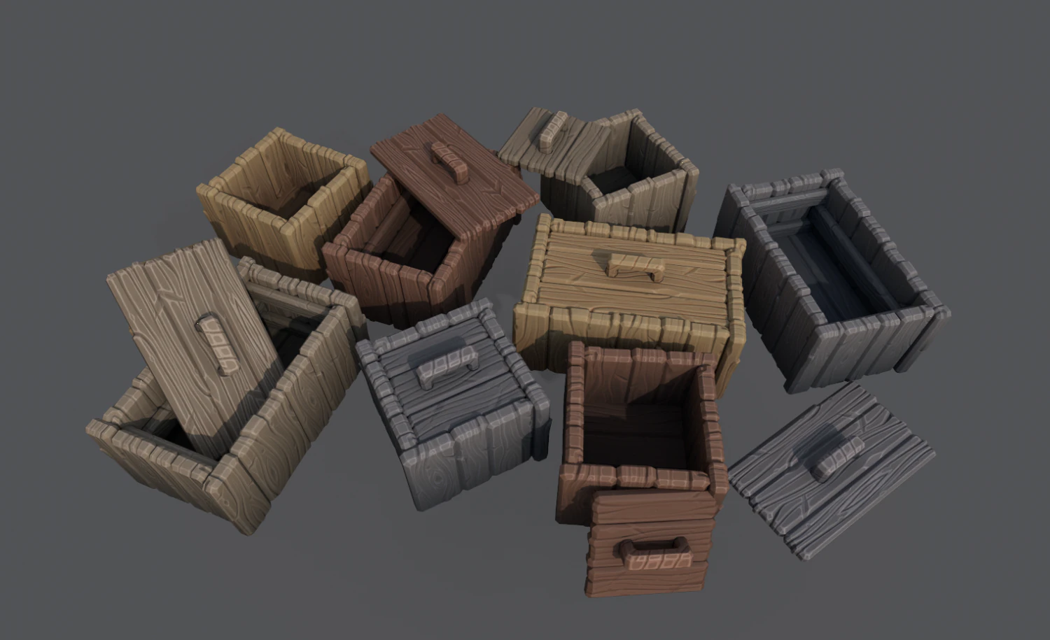 Stylized crate 3D Model .c4d .max .obj .3ds .fbx .stl .blend 