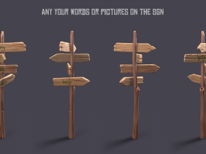 sylized wooden sign Modelo 3D