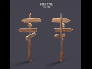 sylized wooden sign 3D Модель
