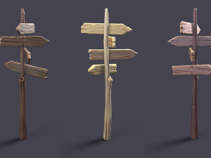 sylized wooden sign 3D Модель