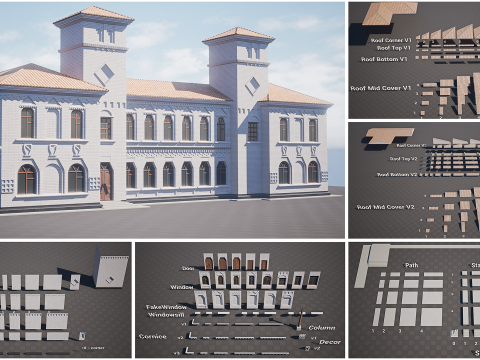 Stylized Modular Building Kit - Ukrainian Art Nouveau 3D Modell