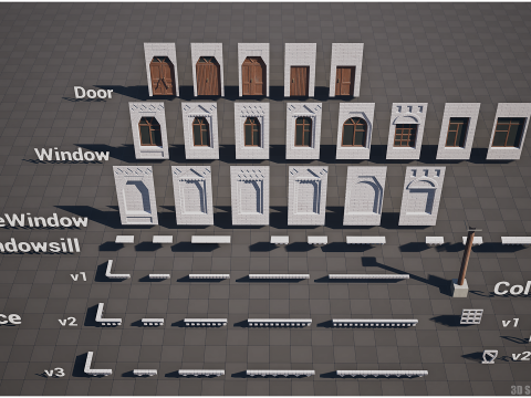 Stylized Modular Building Kit - Ukrainian Art Nouveau 3D Model