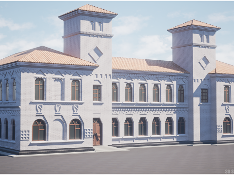 Stylized Modular Building Kit - Ukrainian Art Nouveau 3D Model