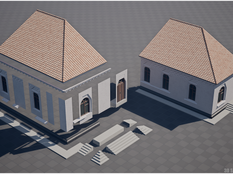 Stylized Modular Building Kit - Ukrainian Art Nouveau 3D Model