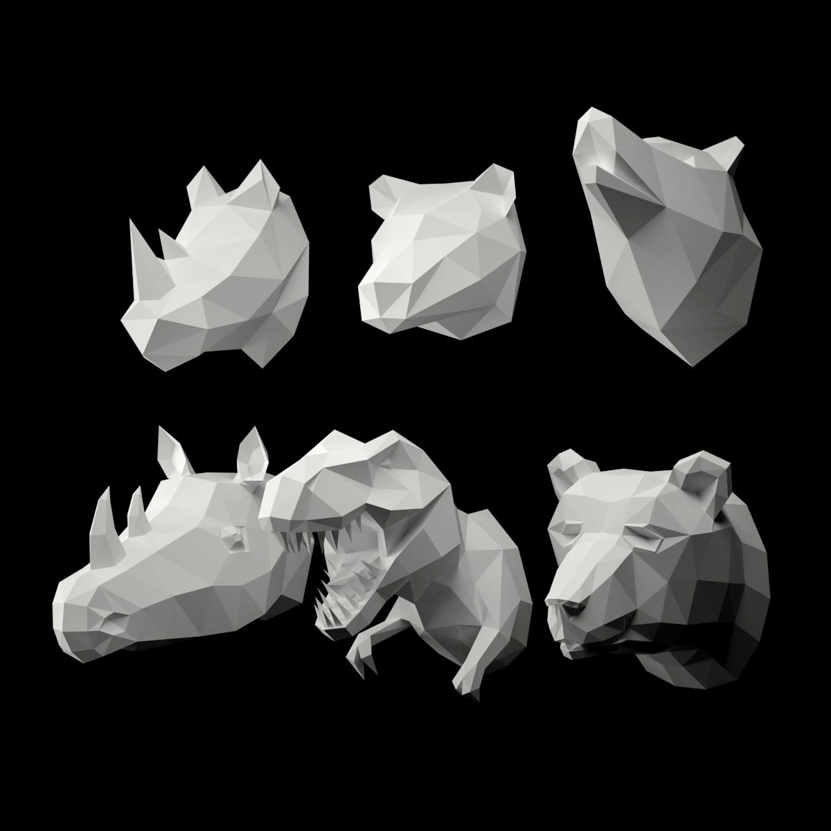 low poly animal head 3D Model .c4d .max .obj .3ds .fbx .stl .blend 