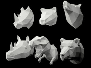 low poly animal head 3D Model
