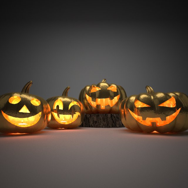 halloween golden pumpkins Model 3D .c4d .max .obj .3ds .fbx .stl .blend 