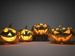 halloween golden pumpkins 3D Model