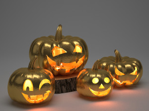 halloween golden pumpkins Model 3D