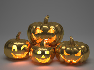 halloween golden pumpkins Model 3D