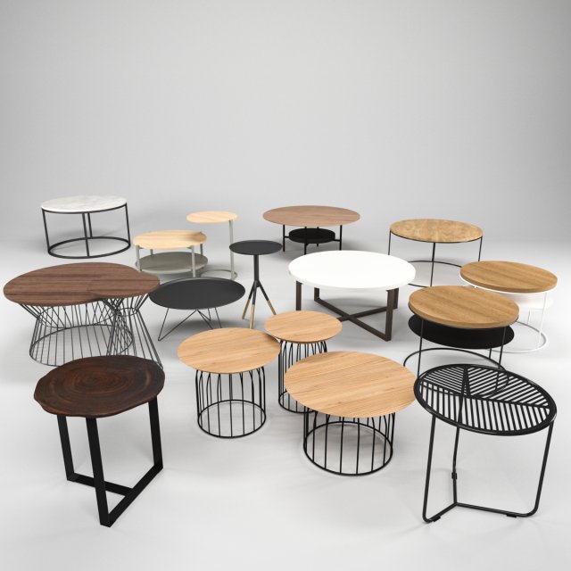 coffee talbes collection 3D Model .c4d .max .obj .3ds .fbx .stl .blend 